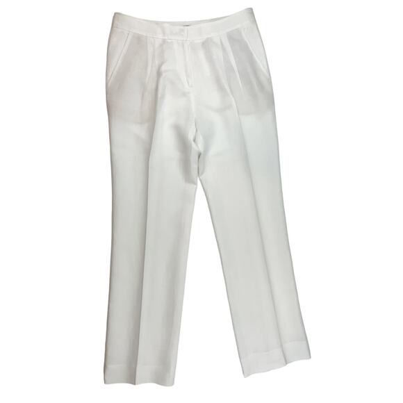 Iris Von Arnim White Linen Viscose Double Pleated Trousers  Size FR38 US8 - Picture 2 of 7